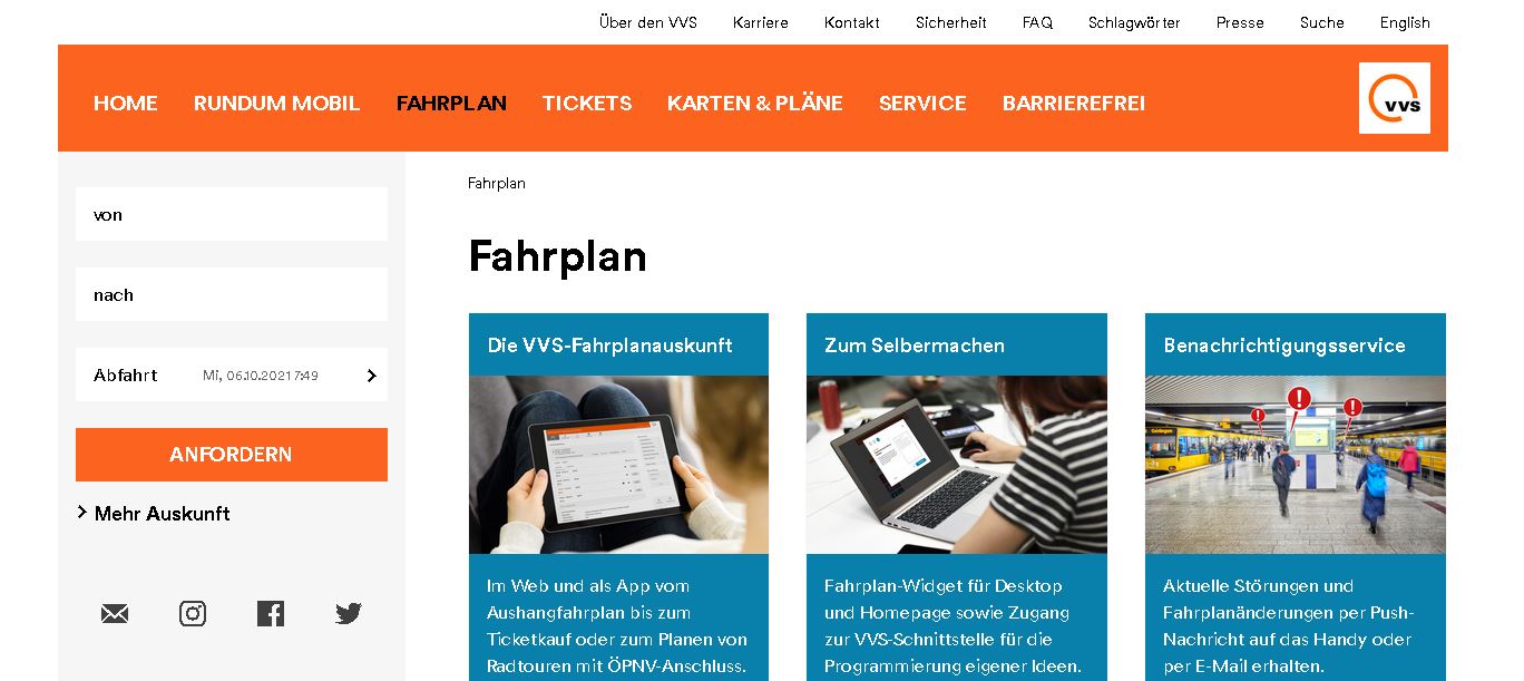 Screenshot Homepage VVS