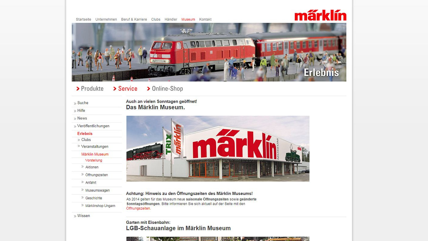 Screenshot Homepage Märklin